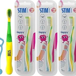 STIM Junior Kids Toothbrush | 3–10 Years | Ultra-Soft Bristles for Gentle Cleaning | Thumb Grip Handle & Tongue Scraper | Perfectly Sized for Independent Brushing | Dentist Recommended | Set of 3-picture-24