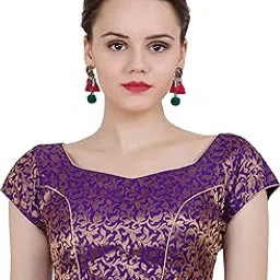 a k e zone AKE Zone Women's Readymade, Sweetheart Banarasi Brocade (Chanderi) Short Sleeve Ladies Blouse, Choli for Saree, Ready to Wear U-Neck Family Functions Holi Festivals Gift for Womens & Girls-picture-40
