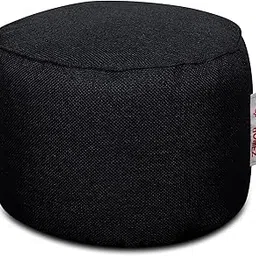 Style Homez ORGANIX Collection, Round Poof Bean Bag Ottoman Stool Large Size Black Color in Organic Jute Fabric, Cover Only-image-71