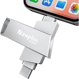 256GB Flash Drive for iPhone iPad, USB3.0 High-Speed Memory Stick No App Needed, Lightening & USB-C External Memory Storage for Photos Videos, Picture Backup Thumb Drive Plug & Play (Silver)-picture-20