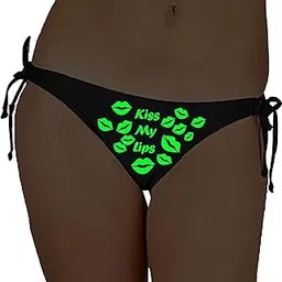 kamuklife Glow in The Dark Printed Satin Panty- Black-picture-45