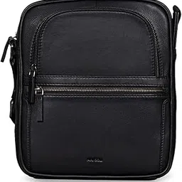 Genuine Leather Crossbody Sling Bag | Messenger Bag for Men's with Adjustable Straps - Black-image-40
