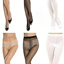 neska moda Women & Girls Nylon 6 Pair Black, White & Skin Panty Hose Long Comfort Stockings-picture-23
