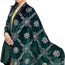 Elegant Dark Embroidered Shawl for Women | Rich Velvet Stole with Golden Floral Designs I Designer Velvet Stole for Ethnic Outfits-picture-28