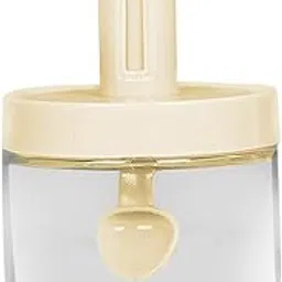 Condiment Pot with Spoon Monosodium Organizer Herbs Telescopic Seasoning Box Beige-image-14