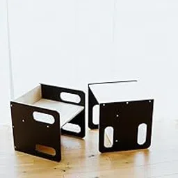 XSOURCE Wooden Montessori Chair and Table Set for Kids (Brown) – Adjustable Learning Stool, Toddler Seat & Activity Table for Playroom and Study image 1