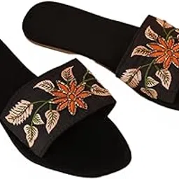 pairs4u Women's Flats Ethnic Punjabi Traditional Flat Embroidered Canvas Fancy Comfortable Sole for Womens & Girls image 1