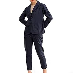 freehand by The Indian Garage Co Women Regular Fit Casual Solid Flared Pant with Blazer Co-ords Set-picture-26