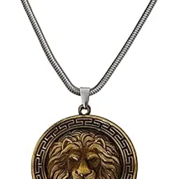 Rock Biker Jewellery Animal King Lion Around Teeth Skull Head Bronze Zinc And Metal Pendant Necklace For Men And Women SPn20221095-image-12