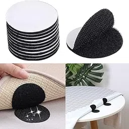 HETVIN Multipurpose Self Adhesive Double Sided Non Slip Anti Curling Interlocking Hook Tape Stickers for Carpets Mats Rugs Bed Sheets Pillows Sofa Mattress Couch Blankets, Round 2 inch, (Set of 10)-image-6