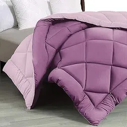 FRESH FROM LOOM Summer Collection 300 GSM Premium Reversible Duvet Comforter Bed Size Razzai Quilt Blanket for Winter Single Bed (Plum and Lilac, 60x90 Inches) image 1