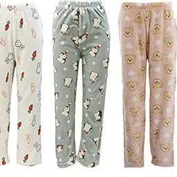 saigon Women's Combo pack of 3 woolen soft fleece Printed Pyjama/Lower (Multicolour)-picture-48