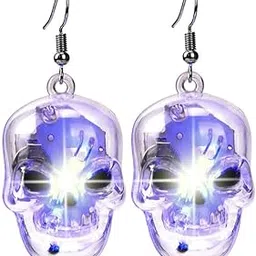 goresory Light Up Halloween Earrings LED Skull Earrings Glitter Ghost Party Dangle Earring Accessory for Women-picture-44