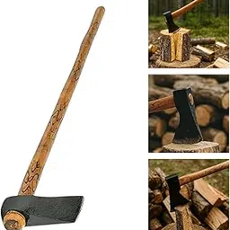 Agrojen 2 KG Handmade Axe with Wooden Handle Kulhadi for Tree Cutting Gardening and Agricultural Tool Made with High Carbon Steel-picture-24