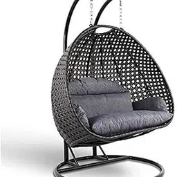 VIV Craft Metal Hammock Double Seater Black Swing & Stand & with Grey Cushion & Hook Indoor/Outdoor/Garden/Patio(250Kg)-image-35