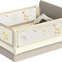KidDough Bed Rail Guard for Kids Safety Bed Rail for Baby Safety (6.5ftX6ftX6.5ft, 3 Sides, Off-White)-image-83