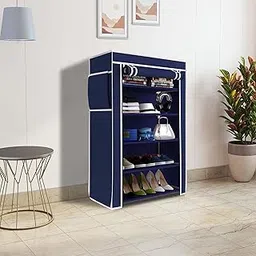 Fabura 5 Layer with Rust Proof PVC Pipe Shoe Rack in Navy Blue Color-picture-25