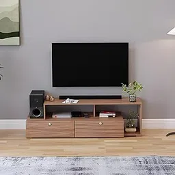 Dexon Modern TV Stand for TVs up to 55 Inches � Entertainment Center with Open Shelving & Storage Cabinets � Wood Media Console with Sleek Design (Exotic Teak)-picture-29