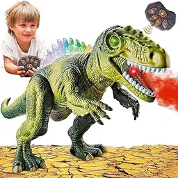 EUPHORIA The New Smoke Remote Control Dinosaur for Kids with Light Up Eyes&Roaring Sound, Walking Dinosaur Robot Dinosaur, Big Rc Dinosaur, Large Size 17In Realistic Dilophosaurus, Toy for Boys Girls-picture-12
