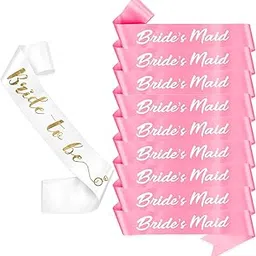 Rozi Decoration Bride to Be Decoration Sash with Pink Bridesmaid Sash for Team Bride Girls Decorations, Bachelorette Party Decorations for Bride, Bridal Shower Decorations Kit Pack of 11 Pcs-picture-31