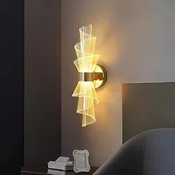 FILLISKA Luxurious Acrylic Crystal Wall Lamp with Adjustable Colour Changing Function, Elegant Finish (Acrylic FrenchGold-3433)-image-15