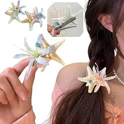 4PC Ocean Starfish Hair Claw for Woman Lifelike Cute Starfish Hairpins Crab Hair Clips Vacation Beach Hair Accessories Cute Headwear for Kids Women Girls-picture-30