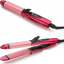 HNOSS HABITAT 2 In 1 Hair Beauty Set Curler and Hair Straightener | Dual Function Hair Styling Tool for Curls & Straight Hair | Pink | Fast Heating | Adjustable Temperature Control-image-5