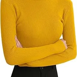 Ribbed Turtleneck Sweater, Long Sleeve, Black, Fitted Style image 1