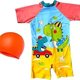 THE MORNING PLAY Morex Swimming Costume for Kids Boys Girls One-Piece Swimwear with Swim Cap Swimsuit Set Unisex (MODAL-2001)-image-36