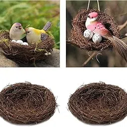 ARTISOUL® 2 Pieces Handmade Vine Bird Nest House Nature Craft Holiday Decoration 8Cm | Yard, Garden & Outdoor Living | Bird & Wildlife Accessories | Birdhouses-image-40