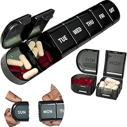 Weekly Pill Organizer Box, Pill Box 7 Day,7 Detachable Portable Daily Pill Case Medicine Organizer Box with Large Compartment, Travel Pill Container for Supplements. (Black-7 Compartment)-image-70