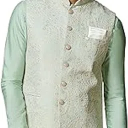 manyavar Men's Embroidered Zardosi | Sequined Nehru Jacket (Jacket Only)-picture-10