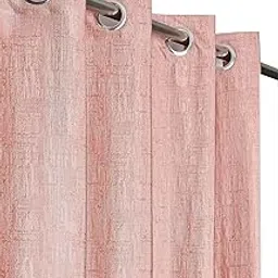 NABHYA Premium Eyelet Curtains for Door & Window – Heavy-Duty Polyester, Room Darkening, Washable, Modern Textured Design, 7ft Length (Single Piece) (Peach, Door 4X7)-picture-29