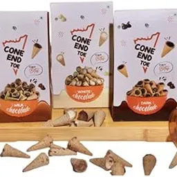 Cone End Toe Milk Chocolate, Dark Chocolate, White Chocolate Mini Waffle Cones Pack of 3 | Delicious Chocolate-Coated Waffle Cones for Ice Cream, Desserts & Snacks | Crispy, Crunchy, and Sweet Delight-picture-34