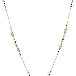 Stylish Gold-Plated Mangalsutra Necklace with AD Stone Studded Modern Pendant, Ethnic Traditional Black Beaded Contemporary Fashion Tanmani Chain Jewellery Gift for Women and Brides-32-image-98