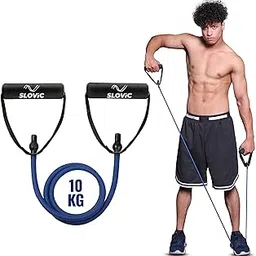 SLOVIC Resistance Tube for Men and Women(Blue 10kg) | Resistance Band Set & Exercise Bands for Workout | Resistance Band for Pull Up | Gym Equipment for Home Workout| Natural and Unbreakable Rubber-picture-14