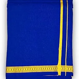 AYLA WORLD Blue/Kaavi/Black Cotton Dhoti With/Without Angavastram Towel, Traditional Kerala Mundu Vesti for Men, 2 Meter, Religious and Cultural Wear, Sabarimala Ayyappa Swamy Dress-picture-13