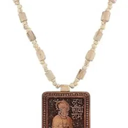 pujahome Original Natural Wood Tulsi Kanthi Mala With Hanuman Ji Locket Pendant | Wooden Tulsi Beads Balaji dham Mala-picture-19