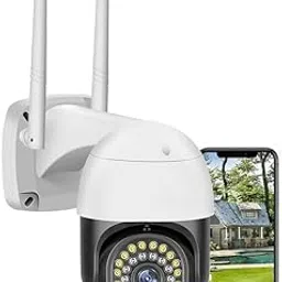 Panoramic 1080P HD PTZ V380 Pro Outdoor | IP66 Waterproof | Colour Night Vision | LED Lights & Alarm | Smart Motion Detection Outdoor Camera White CCTV Wireless Cameras(Black Dome PTZ Camera) (K-804)-image-8