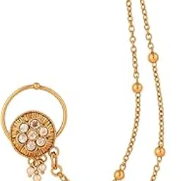 Traditional Round Nose Ring with Gold Plating and Chain-image-87