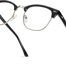 Black Jones Anti-Eyestrain Blue Light Blocking Glasses, Vintage Half Frame, UV Clear Lens, for Computer Gaming, Women, Men-picture-38