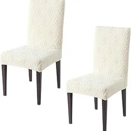 HOKIPO 190 GSM Premium Jacquard Series Chair Covers Set of 2, Cream (AR-4792-D2*2)-picture-26