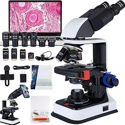 OOZSTAR 40X-2500X Binocular Microscope, WF10x and WF25x Eyepieces, LED Illumination, with Specimen Handpiece Holder, for Beginners, Microscope for Adults-picture-28