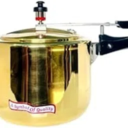 SHAAN mfg Heavy Quality Pure Brass Cooker with Tin Coating(Kalai) 5 liter Pure Copper Pressure Cooker | Peetal Cooker for Kitchen/Cooking, Multipurpose, etc-image-0