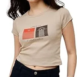 nümae Women's 100% Cotton Crop Top with Graphic Print-picture-31