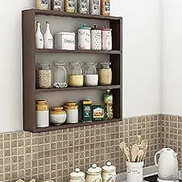 Devansh Engineered Wood Multipurpose Wall Shelf Floating Shelves Best for Kitchen Storage Boxes, Kitchen Organizer Items Mounted Rack (3 Tier Colour-...-picture-21