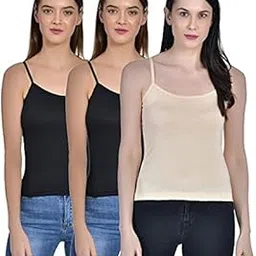 orance Women's Regular Fit Cotton Camisole Slip Spaghetti Combo Pack of 3-picture-49