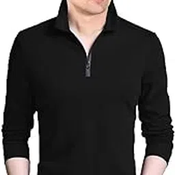 jangoboy Men's Plain | Zip Neck | Full Sleeve - Regular Fit | Collar Neck T-Shirt (Available in 26 Colors) (Pack of 1)-picture-25