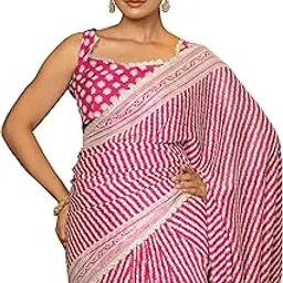 mirchi fashion Chiffon Georgette Leheriya Printed Sarees for Women with Blouse Piece-picture-31