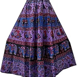 jwf Women Printed Casual Wear Multicolor Cotton Elasticed Full Flared Skirt_Skirt 2-picture-30